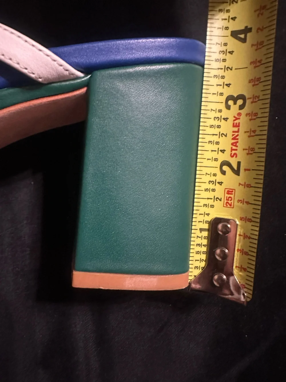 Charlotte Stone Babette size 9 Blue and Green Platform Sandals with Ivory Strap